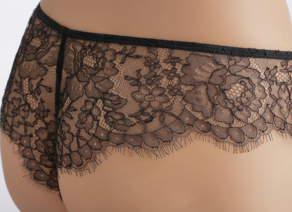 ** Lover's pick ** Sandra Silk Signature French Chantilly lace and stretch-silk satin briefs 1719 - SILK underwear , French lace, silk g string, silk knickers, French lingerie