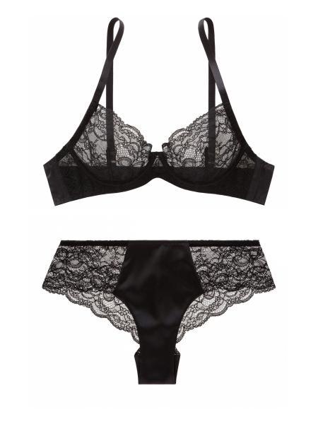 ** Cheeky and sexy ** Stretch French Leavers lace and stretch-silk satin thong 1910 - SILK underwear , French lace, silk g string, silk knickers, French lingerie