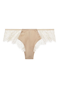 ** Nude and Sexy **   Sandra Silk Signature French Chantilly lace and stretch-silk satin briefs 1709 - SILK underwear , French lace, silk g string, silk knickers, French lingerie