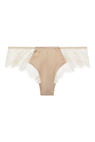 ** Nude and Sexy **   Sandra Silk Signature French Chantilly lace and stretch-silk satin briefs 1709 - SILK underwear , French lace, silk g string, silk knickers, French lingerie
